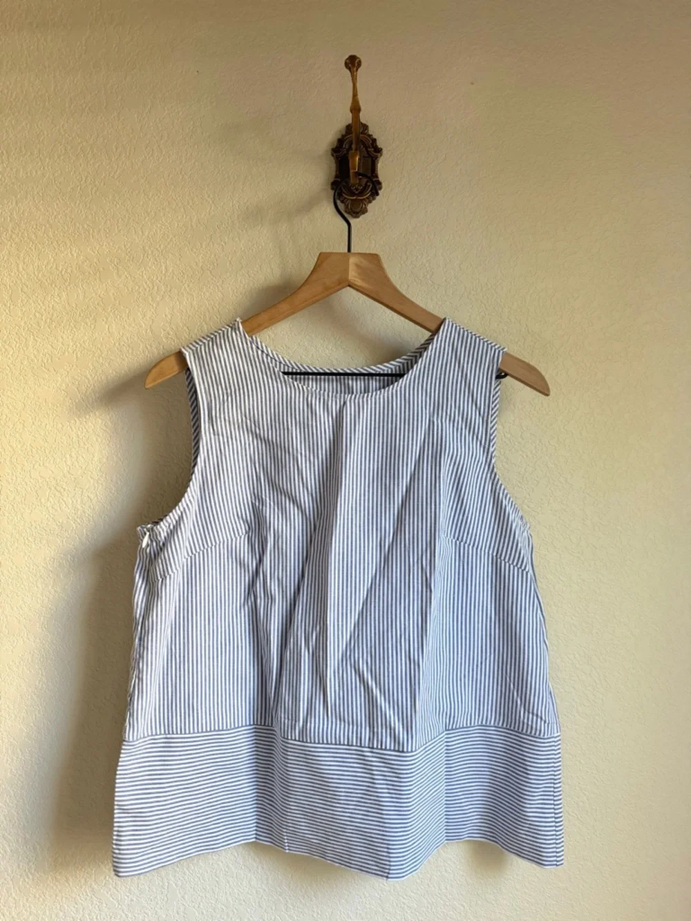 Amazon Blue and White Striped Sleeveless Top and Shorts Set